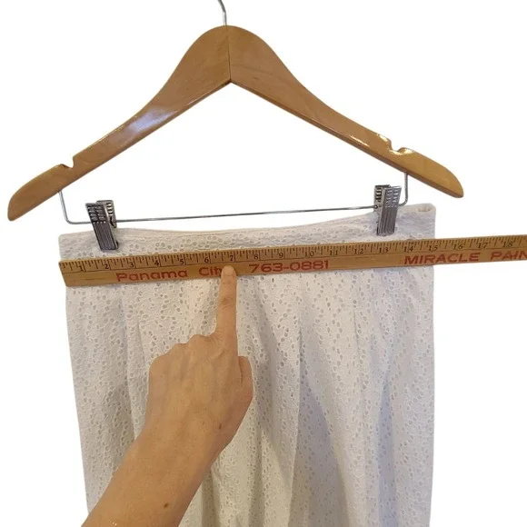 BODEN Skirt White Eyelet US 6L A-line Midi Lined‎ Preppy Cottage Boho - Picture 3 of 5